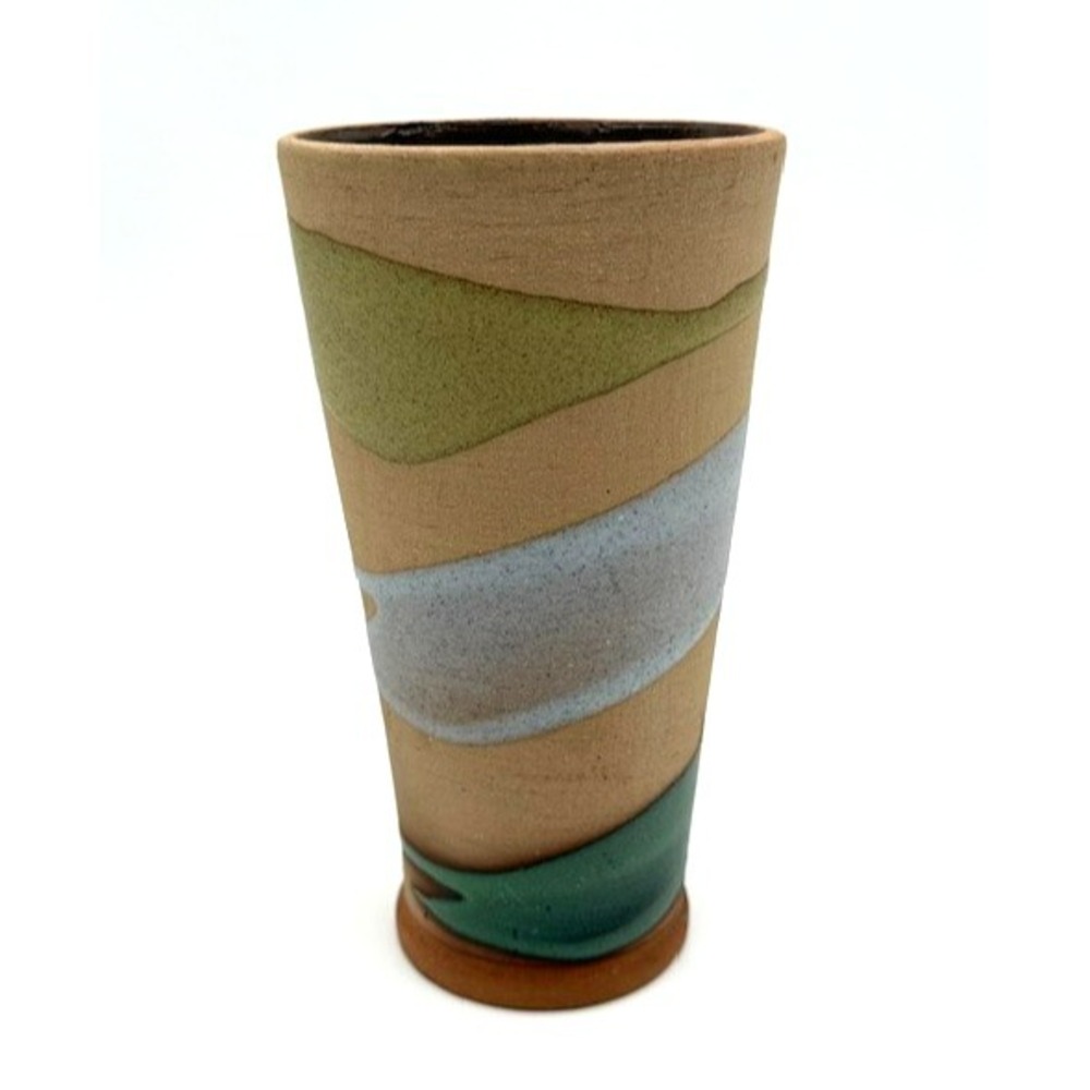 Stamped ALFADON Studio Pottery Vase 8" Stoneware Earth Tone CLA Mark